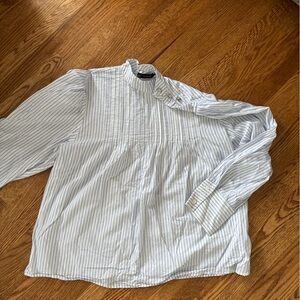 Zara White Shirt with Light Blue Pinstripes
